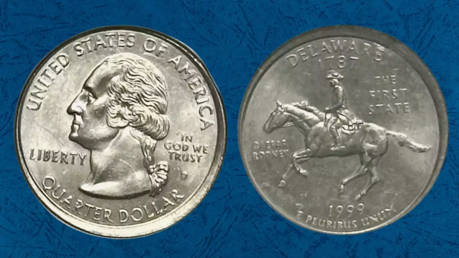 1999 State Quarter off-center strike with design shifted showing blank crescent area and partial state reverse design